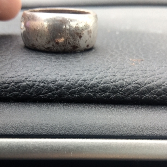 Tiffany Style Silver Band Chunky Ring Wide with Crystal Accents Size 9.5 Vintage - Picture 7 of 8